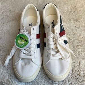 Gola men’s Varsity White Sneakers with Red and Blue Accents